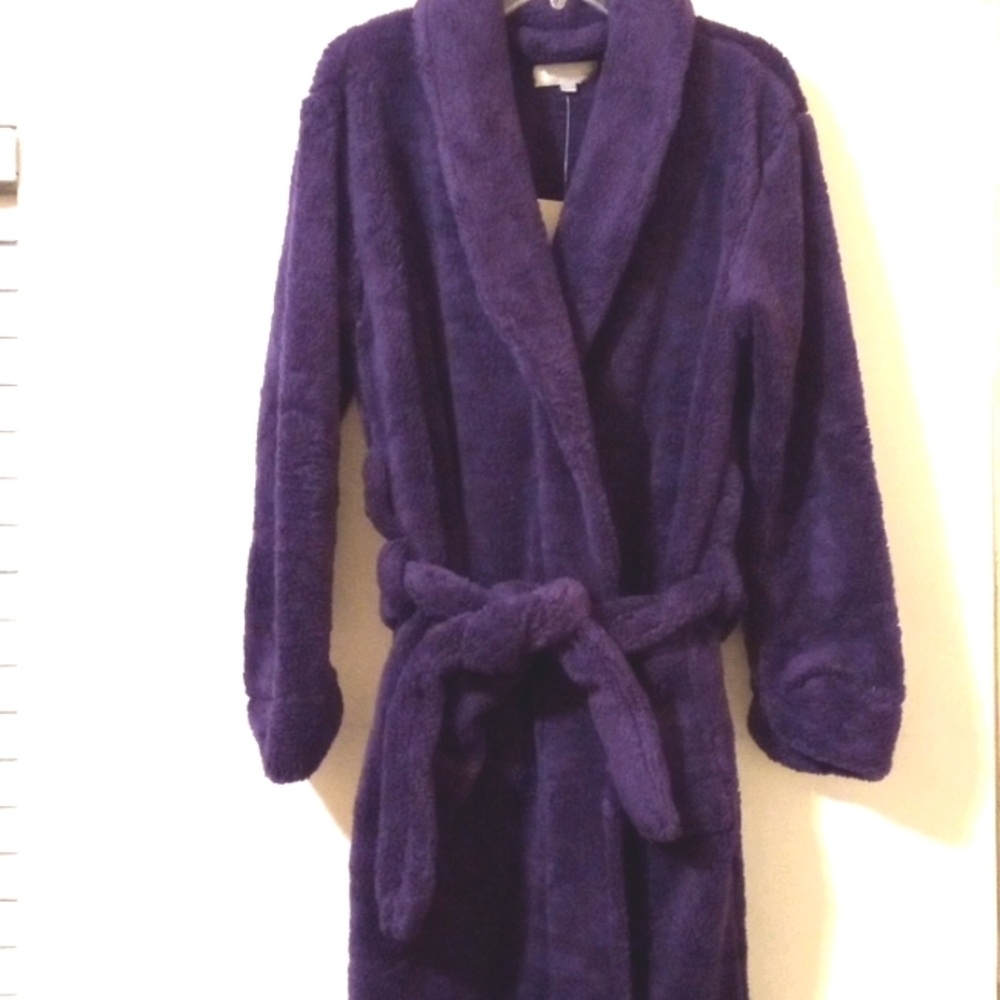 ALEXANDER DEL ROSSA PURPLE SHAWL COLLAR MIDI ROBE SIZE XS NWT